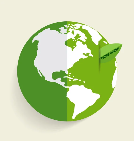 Green Eco aarde, groene aarde met groene blad. Vector Illustratio — Stockvector