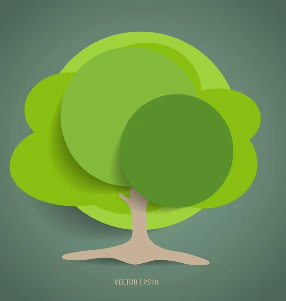 Kağıt yeşil ağaç, vektör çizim. — Stok Vektör
