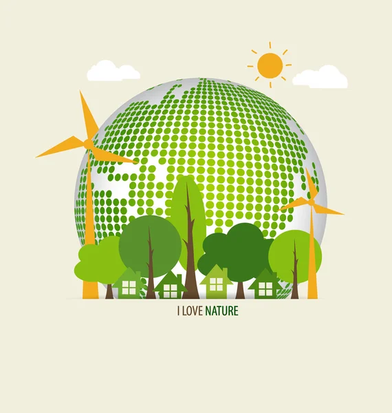 Green Eco Earth. Vector Illustration. — Stock Vector
