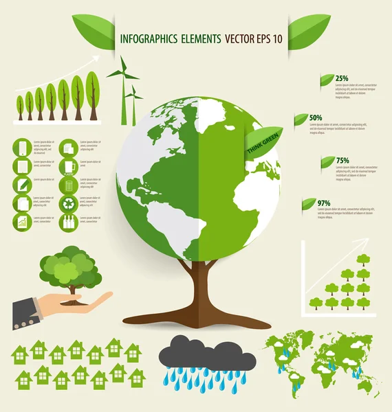Ecologie Infographics ontwerpelementen. Vectorillustratie. — Stockvector
