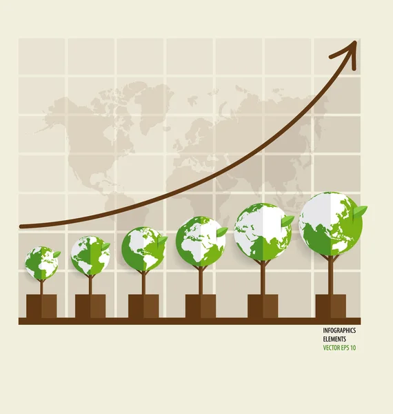 Ecología Elementos de diseño de infografía. Gráfico de crecimiento sostenible — Vector de stock