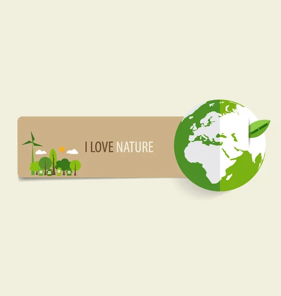 Banner de la naturaleza, Papel con Eco Tierra Verde, ilustración vectorial . — Archivo Imágenes Vectoriales