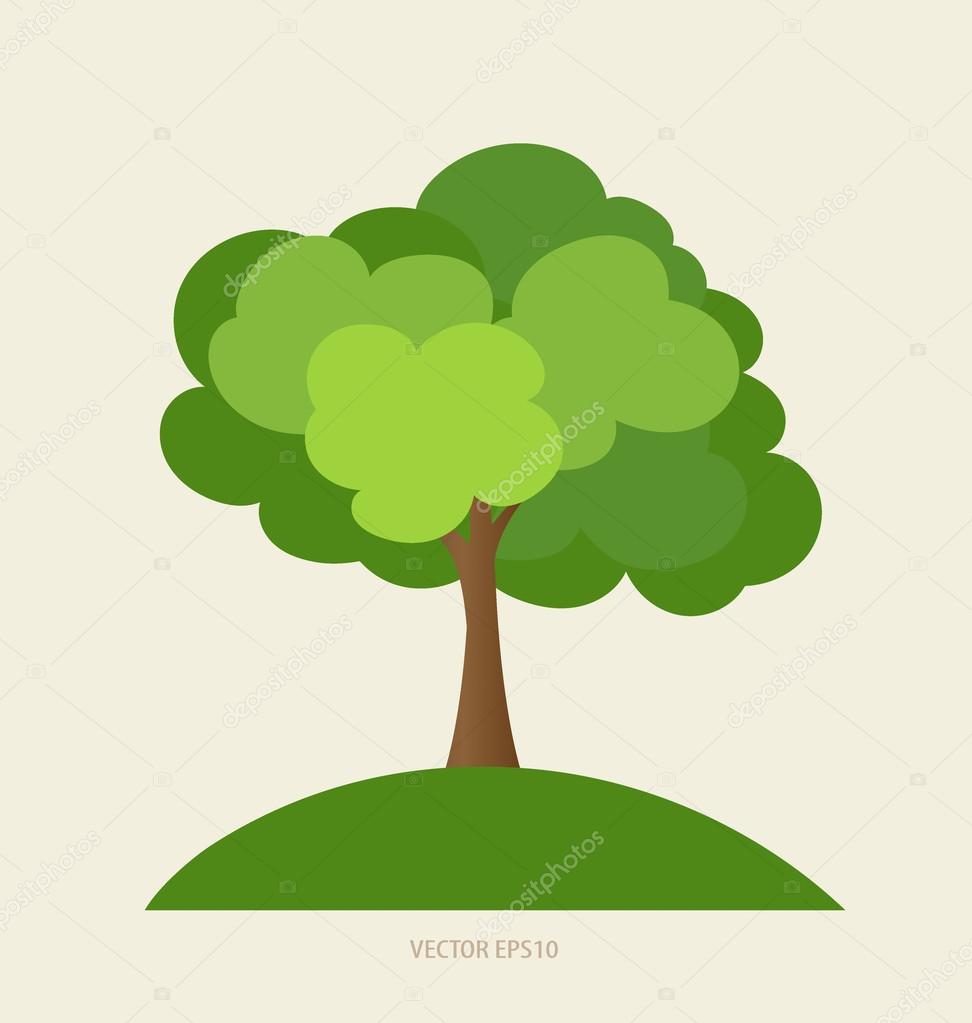 Paper green tree, vector illustration.