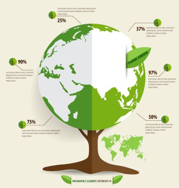 Ekoloji Infographics tasarım öğeleri. Vektör çizim.