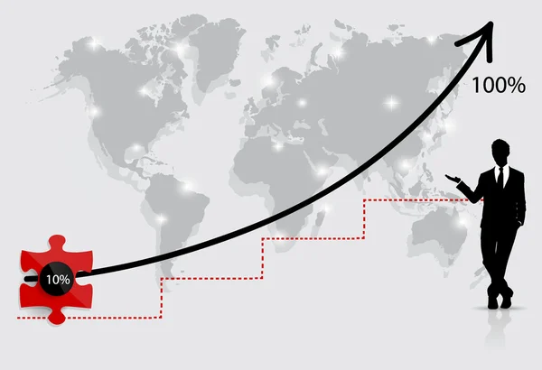 Graphique de croissance des affaires avec un homme d'affaires. Illustration vectorielle . — Image vectorielle