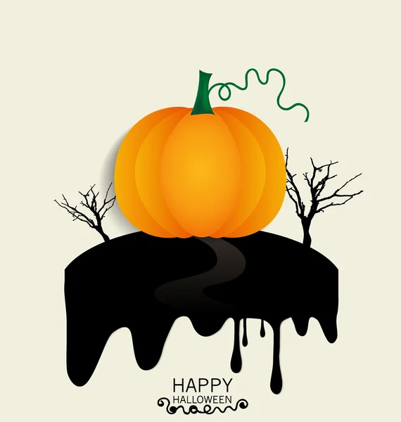 Gelukkig halloween ontwerp achtergrond met halloween pompoen. vector — Stockvector