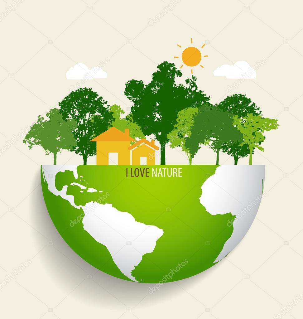 Green Eco Earth. Vector Illustration.