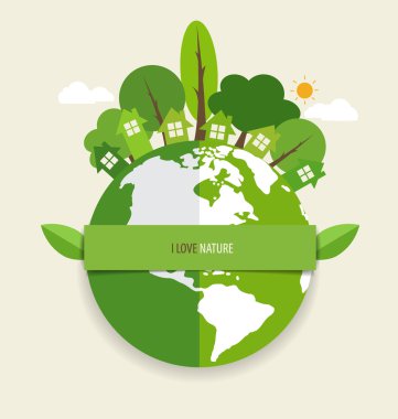 Yeşil Eco dünya. Vektör çizim.