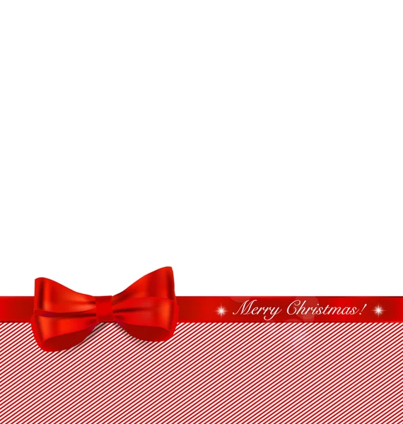 Christmas background with red ribbon and bow. Vector illustratio — Stock Vector