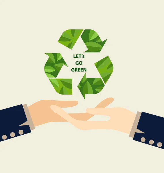 Green Eco Earth, main tenant le symbole Recycler. Illustration vectorielle — Image vectorielle