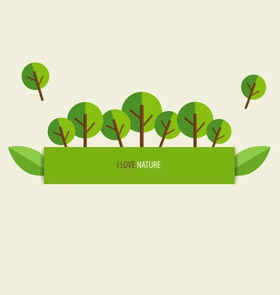 Natur banderoll, papper med träd, vektor illustration. — Stock vektor