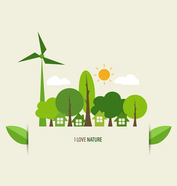Banner de la naturaleza, Papel con árboles, ilustración vectorial . — Vector de stock