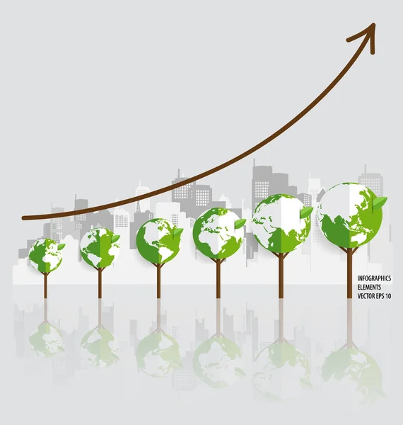 Ecologia elementos de design infográficos. Gráfico de sustentabilidade crescente — Vetor de Stock