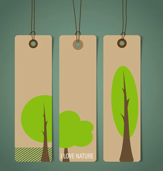 Natuur banner, Eco biologische labels en tags instellen. Vector illustrat — Stockvector