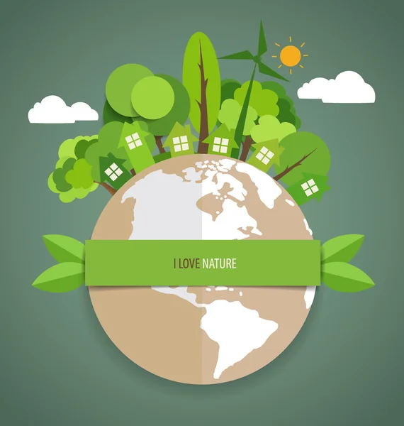Verde Eco Tierra. Ilustración vectorial . — Vector de stock