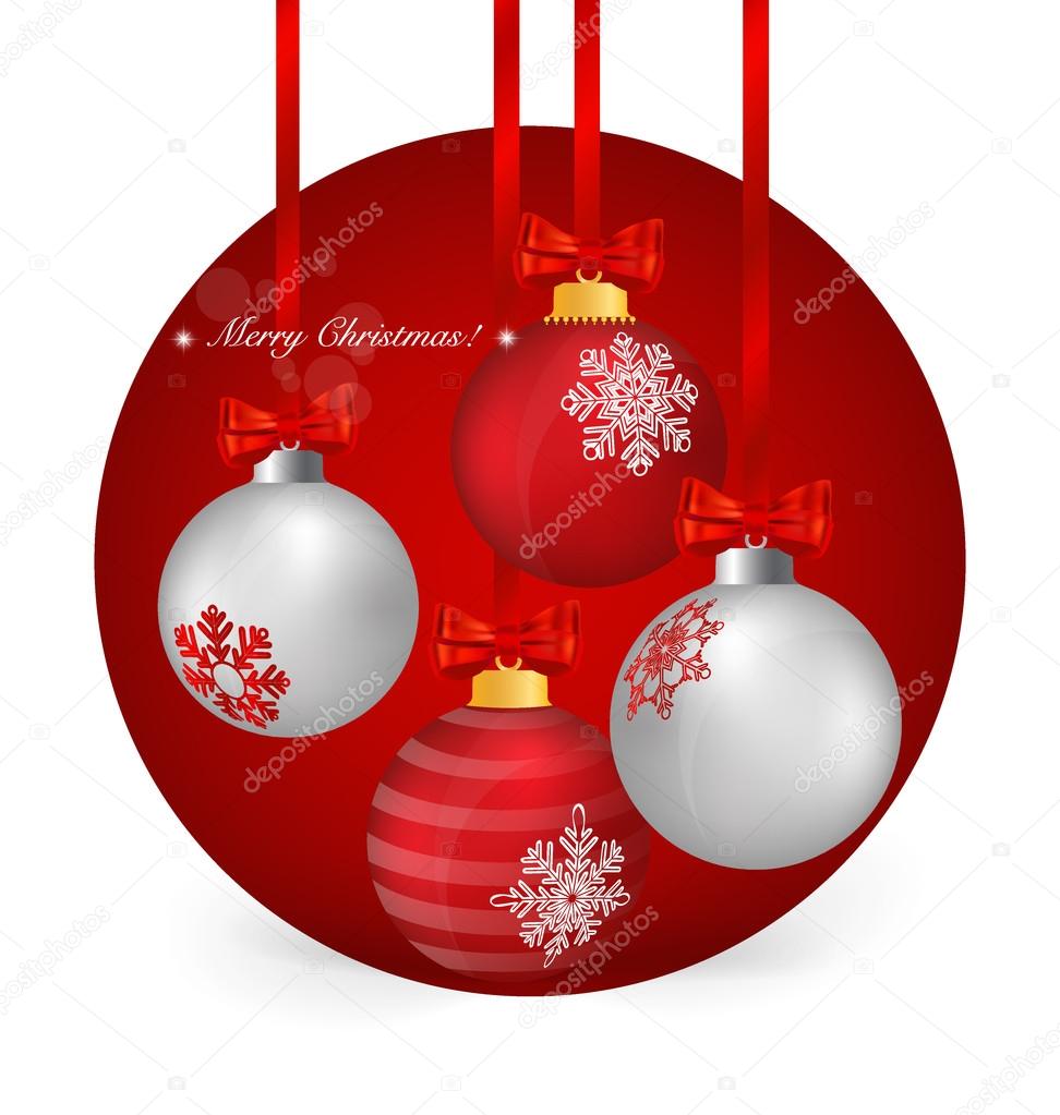Christmas background with Christmas ball, vector illustration.