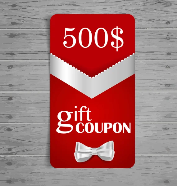 Geschenk coupons met cadeau bogen en linten. Vectorillustratie. — Stockvector