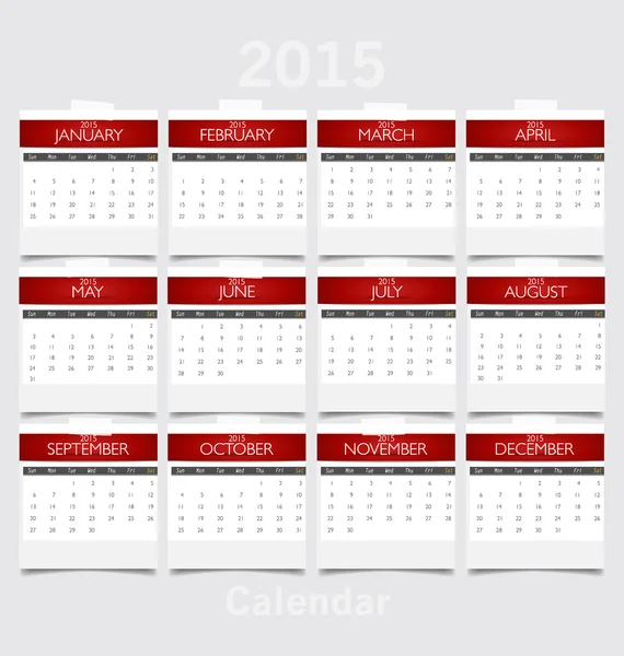 Eenvoudige 2015 jaarkalender. Vectorillustratie. — Stockvector