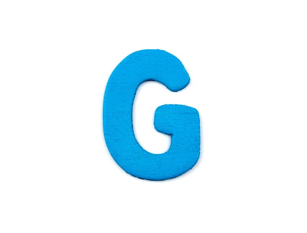 Πολύχρωμο ξύλινο αλφάβητο επιστολή σε άσπρο φόντο, G — Φωτογραφία Αρχείου