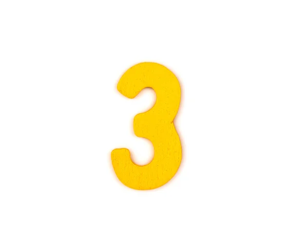 Colorful wooden number on white background,3 — Stock Photo, Image