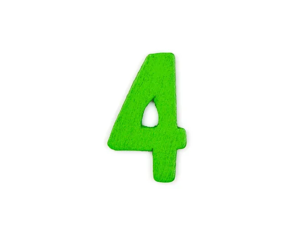 Colorful wooden number on white background,4 — Stock Photo, Image