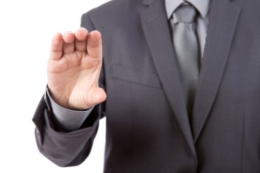İş kartı, kredi kartı, boş kağıt veya o tutmak için iş adamı