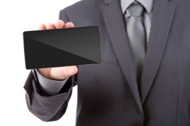 İş adam elini tutarak mobil akıllı telefon