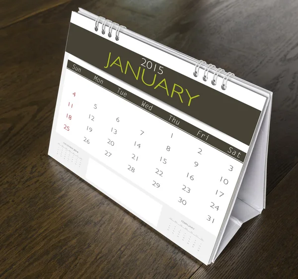 Januari kalender 2015 op houten tafel — Stockfoto