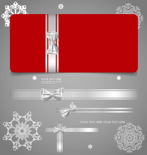 Holiday Gift Coupons with gift bows and ribbons. Vector illustra — Stock Vector