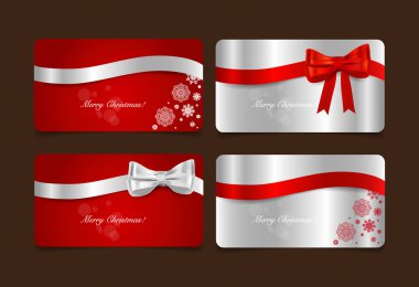 Tatil hediye kuponları hediye ok ve kurdeleler. Vektör illustra