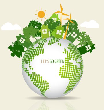 Yeşil Eco dünya. Vektör çizim.