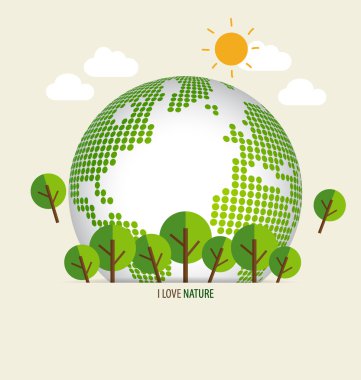 Yeşil Eco dünya. Vektör çizim.