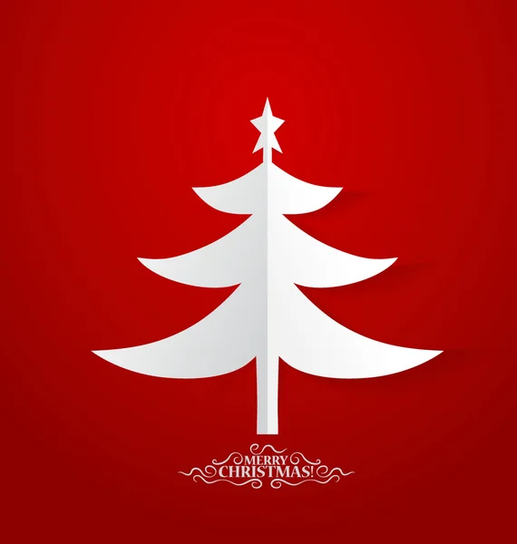 Merry Christmas greeting card with Christmas tree, vector illust — Stock Vector