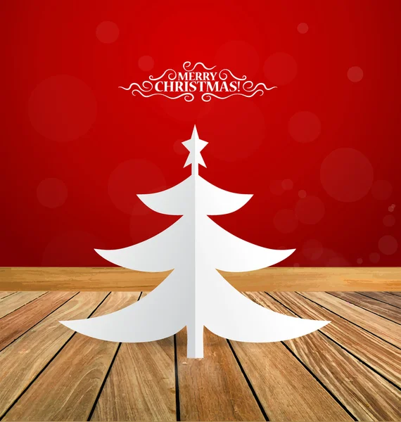 Feliz Navidad tarjeta de felicitación con árbol de Navidad, vector illust — Vector de stock
