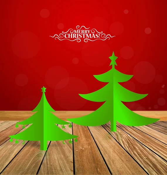 Vánoční přání s vánočním stromečkem, vektorová ilustrace — Stockový vektor