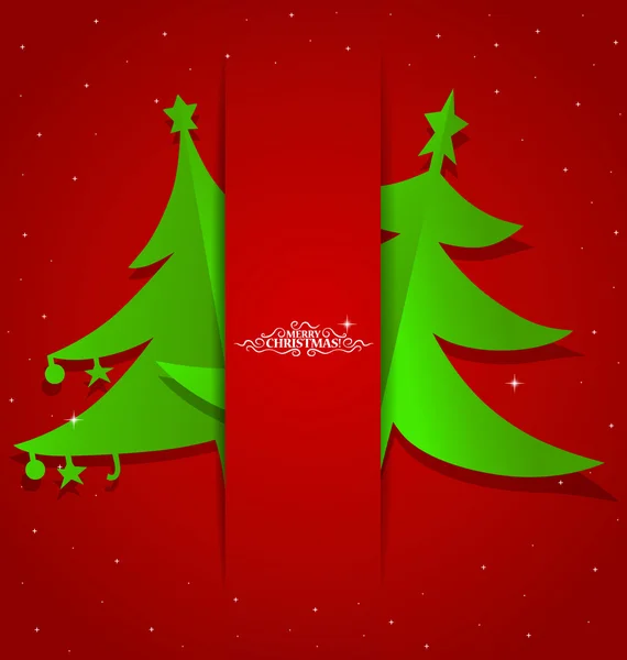 ベクトル イラストのクリスマス ツリーでメリー クリスマスのグリーティング カード — ストックベクタ
