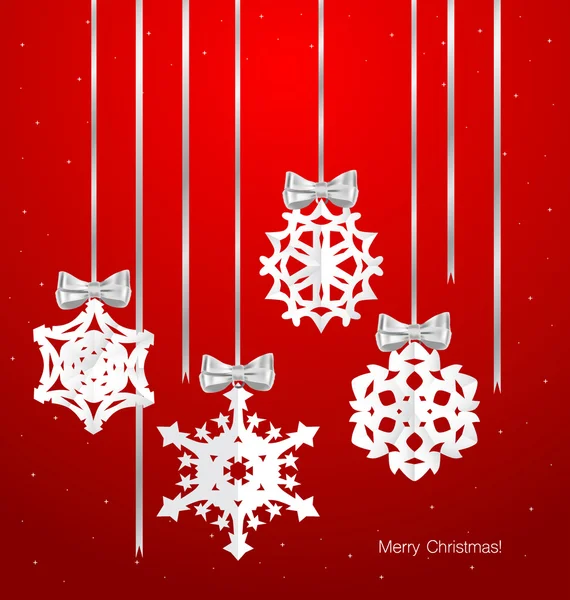 Christmas wenskaart met origami sneeuwvlok, vector illustrat — Stockvector