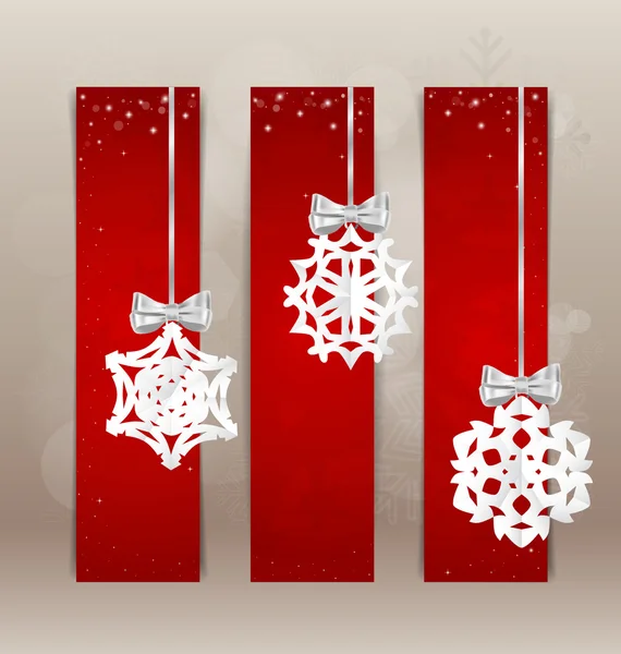 Buoni regalo con decorazioni natalizie. Illustri vettoriali — Vettoriale Stock
