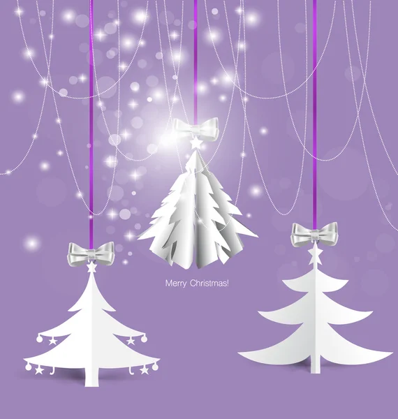 Merry christmas wenskaart met kerstboom, vector illust — Stockvector