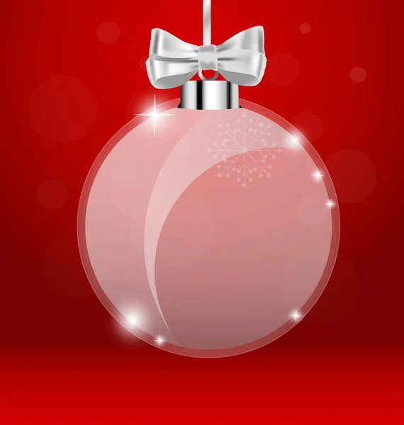 Carte de voeux de Noël avec boule de Noël, illustration vectorielle — Image vectorielle