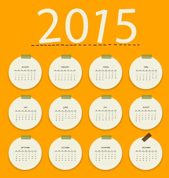 Calendário 2015. Ilustração vetorial . — Vetor de Stock