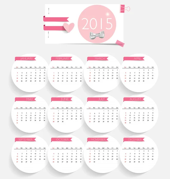 2015 calendar. Vector illustration. — Stock Vector