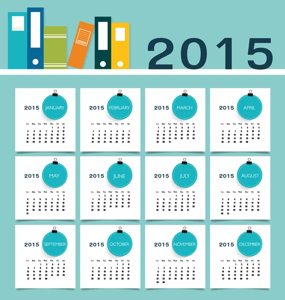 Calendario 2015. Illustrazione vettoriale . — Vettoriale Stock