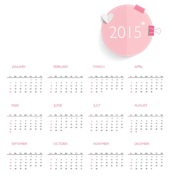 Kalendář do roku 2015. vektorové ilustrace. — 图库矢量图片