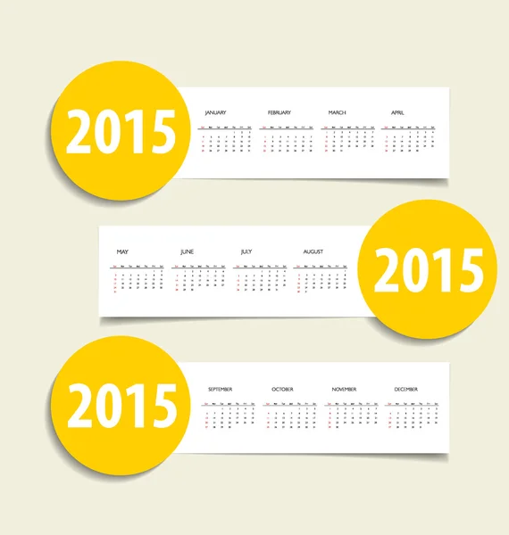 Calendário 2015. Ilustração vetorial . —  Vetores de Stock