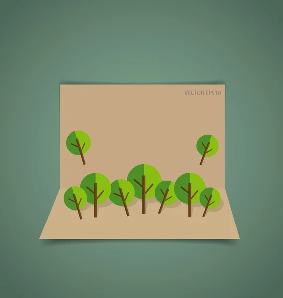 Natuur banner, papier met bomen, vectorillustratie. — Stockvector