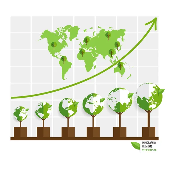 Écologie Infographies éléments de conception. Graphique de la croissance durable — Image vectorielle