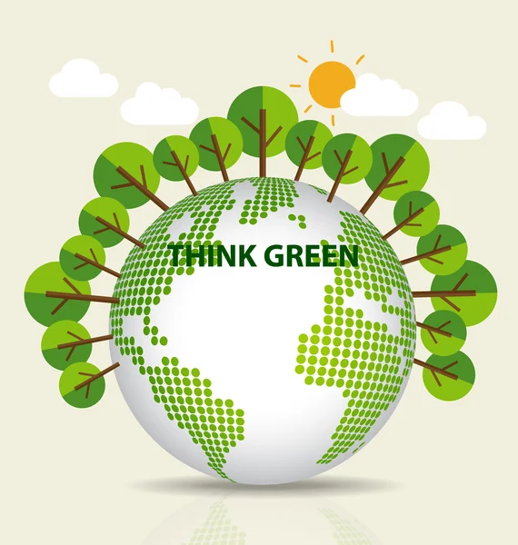 Yeşil Eco dünya. Vektör çizim. — Stok Vektör
