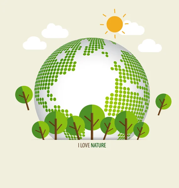 Green Eco Earth. Vectorillustratie. — Stockvector