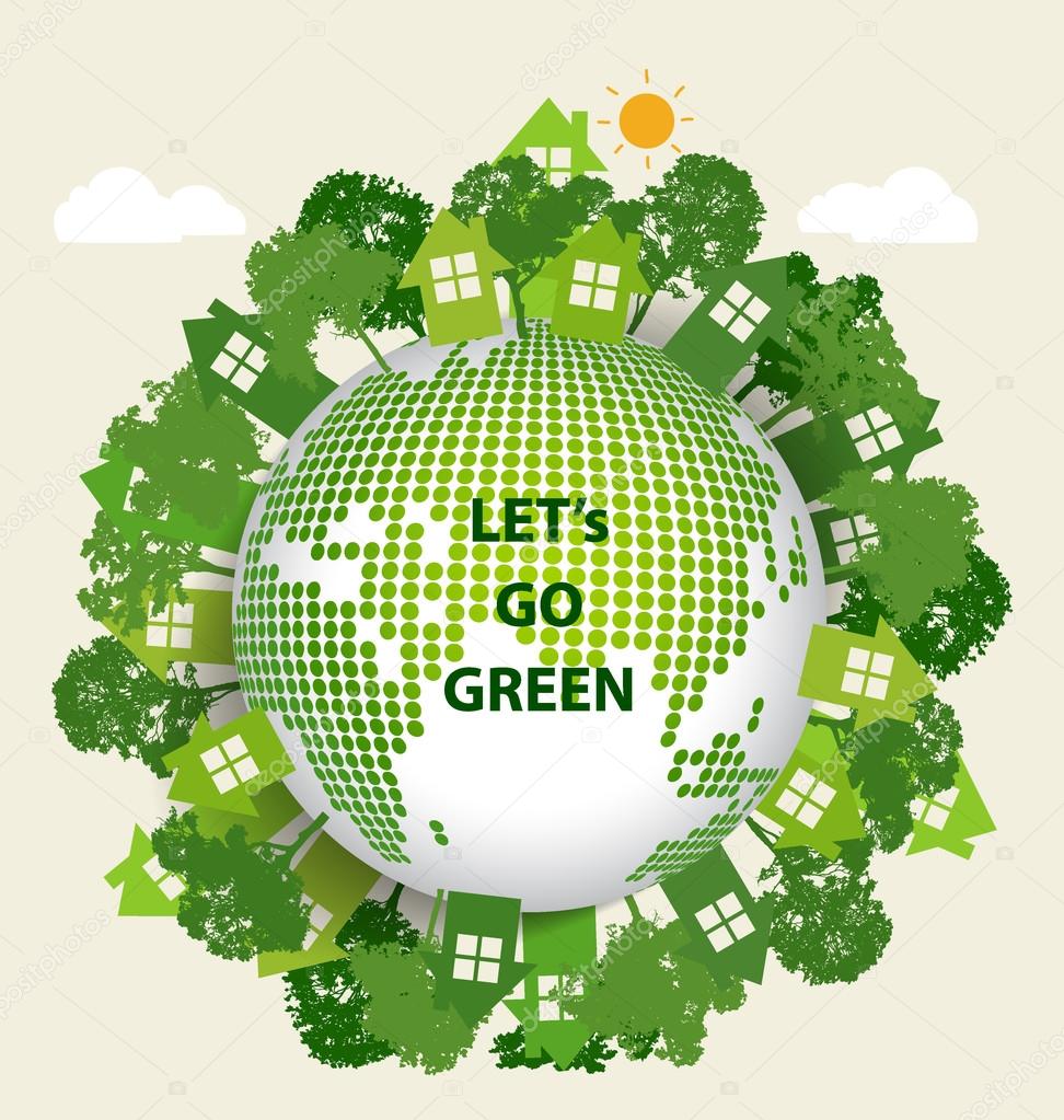 Green Eco Earth. Vector Illustration.